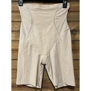 Maidenform Shapewear High Waisted Thighs Beige Size L Nylon NWOT Open Gusset